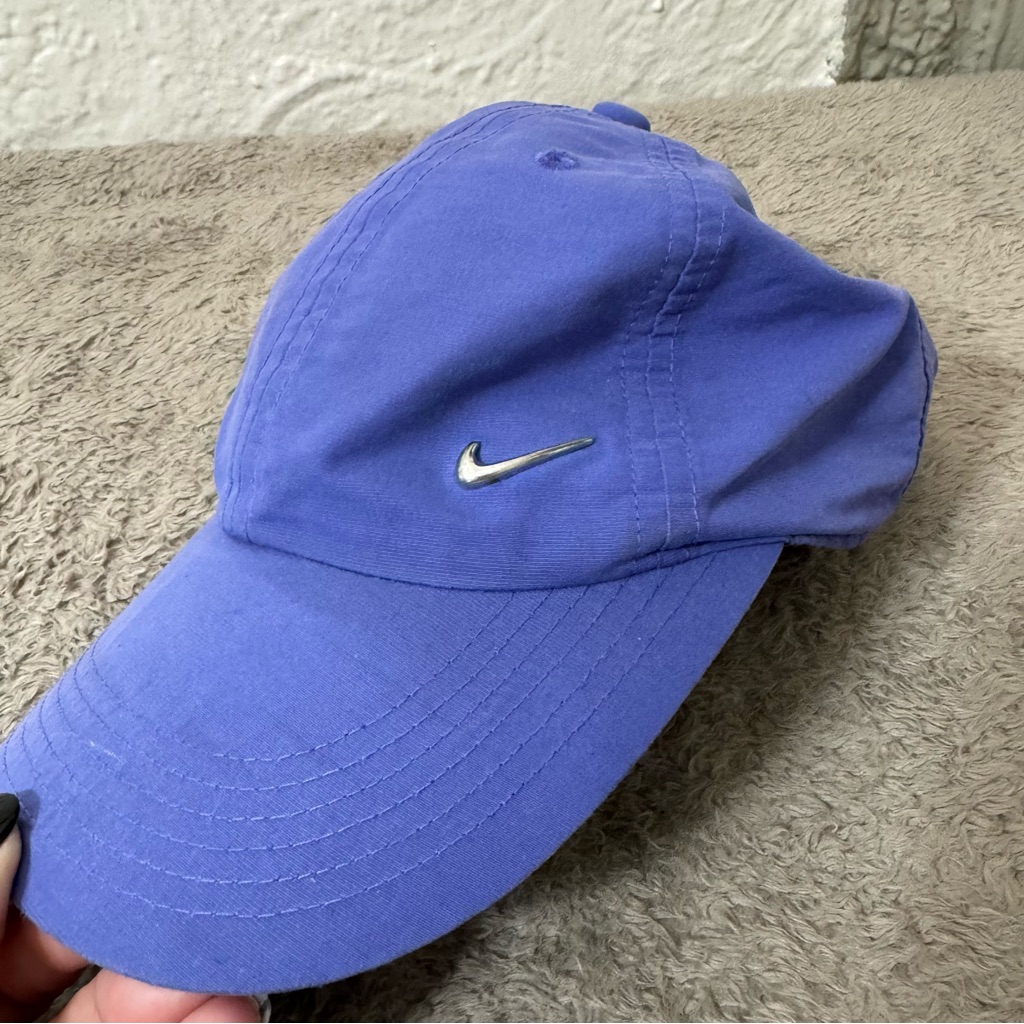 Vintage Nike Sportswear Hat Cap Fitted Blue Metal Swoosh Logo Y2k Heritage 86